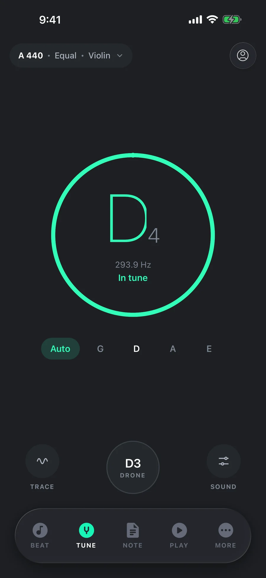 iPhone의 Metro X 튜너 화면